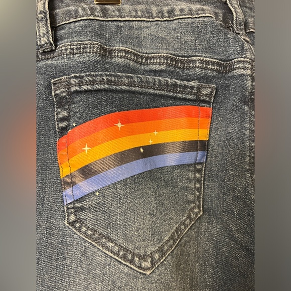 Star Wars Rainbow Bell Bottom High Waist Stretch Denim Flare Jeans retro - Picture 7 of 9